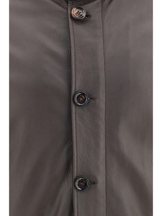 Moorer Mens Shearling Down Jacket Cleros P1 Dark Brown Outer: Mutton