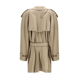 Balenciaga Womens Beige Cotton Trench Coat Clothing