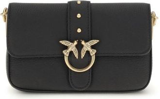 Pinko Zwarte Kalfsleer Bos Taurus Schoudertas