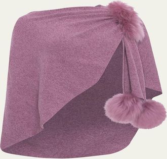 Gorski Select Wool Capelet With Lamb Shearling Poms