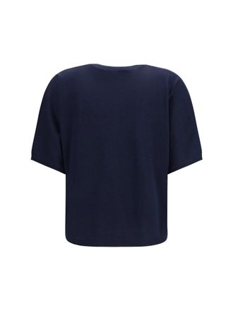 Brunello Cucinelli Womens Short-Sleeve Cashmere And Silk Sweater Blu Freddo Kashmir-Capra Hircus Kashmir/capra