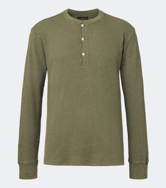 Ralph Lauren Waffle-knit cotton Henley shirt