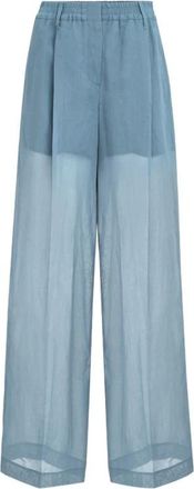 Brunello Cucinelli Brunello Cucinelli, Wide Trousers, female, Blue, Size: XS Sartorial Track Trousers