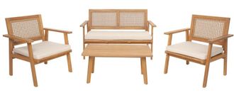 Nordlys Conjunto de jard&iacute;n en rat&aacute;n y madera beige