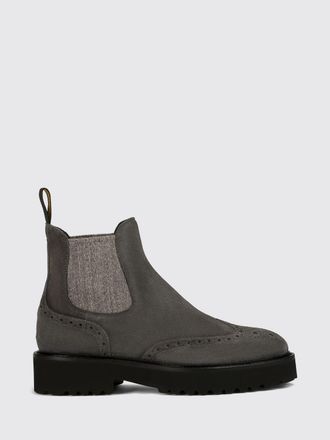 Doucal's Stivaletto Chelsea in suede con motivo brogue