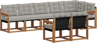 vidaXL Conjunto De Sof&aacute;s De Exterior 8 Uds. Natural Y Gris Claro Vidaxl