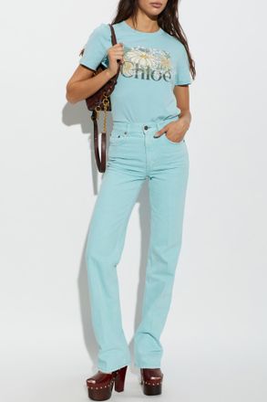 Chlo&eacute; T-shirt With Logo, Womens, Blue