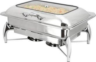MegaChef 9.5 Quart Stainless Steel Rectangle Professional Chafing Dish/Food Warmer/Buffet Server Serving Trays in Silver at Nordstrom