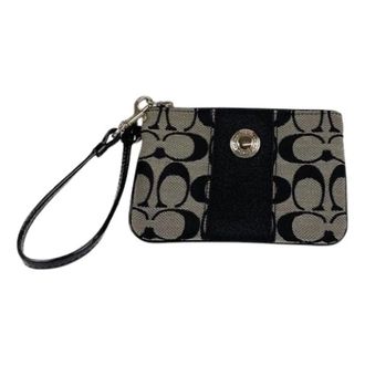 Coach Pre-owned Clutches, female, Black, Size: ONE SIZE Pre-owned Signature Canvas Wristlet