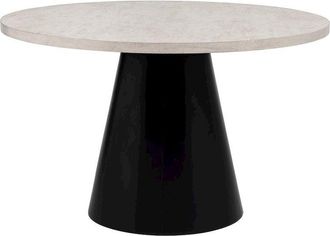 Best Master Furniture Timaro Transitional Round Dining Table with Pedestal Base, Beige/Black