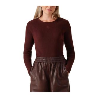 Ibana Tops, Dames, Bruin, XL, Wol, Bordeauxrode Longsleeve Trui voor Dames