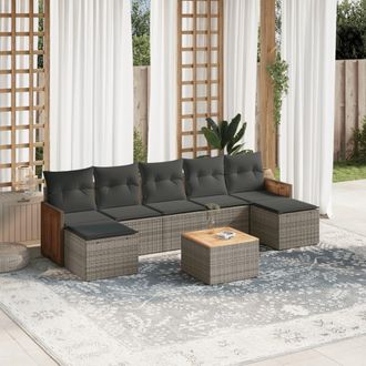 vidaXL Vidaxl - Set De Sof&aacute;s De Jard&iacute;n 8 Pzas Y Cojines Rat&aacute;n Sint&eacute;tico Gris