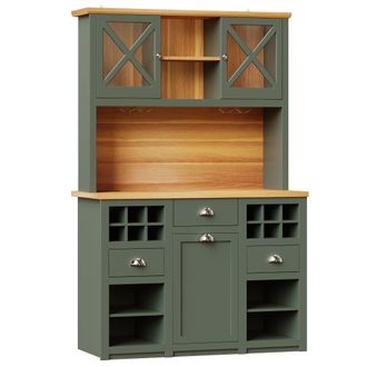 Urban Meuble Alacena de cocina verde antiguo con LED y enchufes