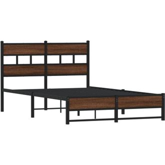 vidaXL Estructura De Cama Sin Colch&oacute;n Metal Marr&oacute;n Roble 120x200 Cm Vidaxl