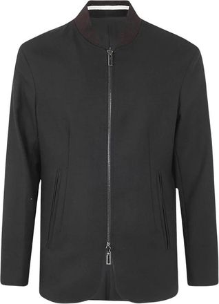 Emporio Armani Wool Blend Blazerjas met Rits en Dubbele Zijde - Heren - Zomerjassen - Zwart - M - Wol - Jassen
