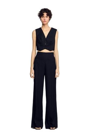 Sandro Sequin cropped jacket in Black at Nordstrom, Size X-Large