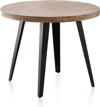 Home Heavenly Home Heavenly - Mesa Redonda Skadi, Estilo Industrial, Madera Roble Y Patas Met&aacute;licas. 100 Cm &Oslash; X 76 Cm. Color: Roble Honey - Negro