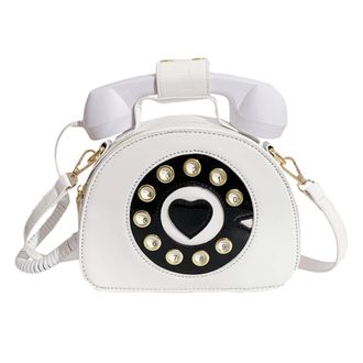 Generic Women Crossbody Telephone Shaped Handbag Cell Phone Purse Work for Women (White, One Size)