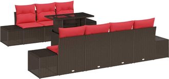 vidaXL Juego De Sof&aacute; 8 Uds. 7-n&uacute;mero De Plazas Marr&oacute;n Y Rojo Vidaxl