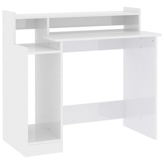vidaXL Vidaxl - Escritorio Led Madera Contrachapada Blanco Brillo 97x45x90 Cm