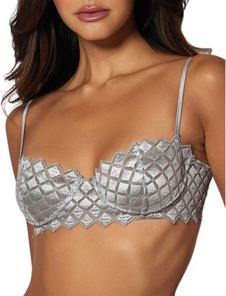 Kiki De Montparnasse Lamine Embroidery Balconette Bra in Sterling at Nordstrom, Size 32Dd