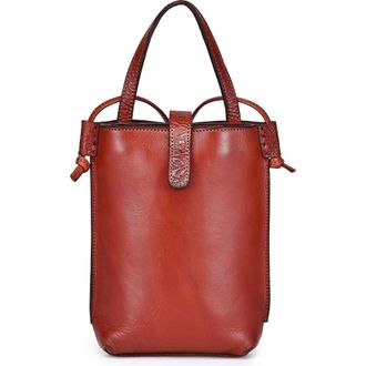 OLD TREND Wishbone Genuine Leather Structured Convertible Crossbody in Brown at Nordstrom