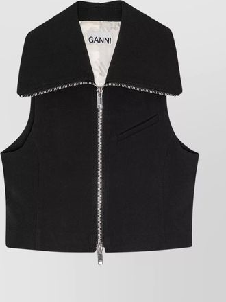 Ganni zippered peplum vest flared cuffs