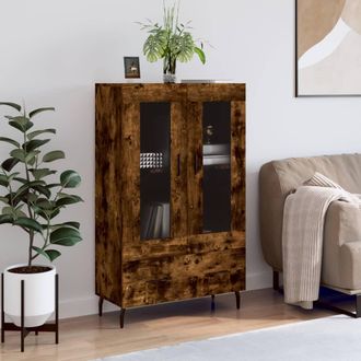 vidaXL Aparador Alto Madera De Ingenier&iacute;a Roble Ahumado 69,5x31x115 Cm Vidaxl