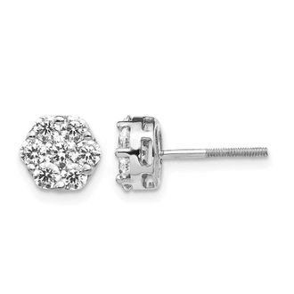 Diamond2Deal 14K White Gold 1 1/10 ct Lab Grown Diamond Cluster Screwback Stud Earrings VS Clarity, G-H Color
