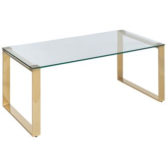 Beliani Beliani - Mesa De Centro De Vidrio Templado Transparente Dorado 100 X 50 Cm Acero Tilon