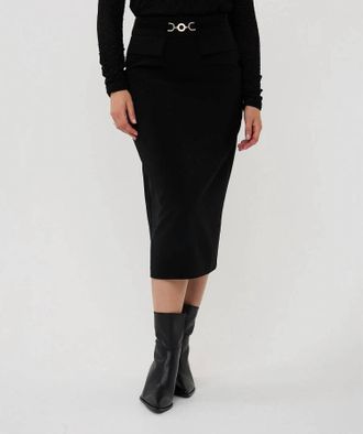 Esqualo Sigruna Long City Skirt In Black