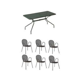Emu Tavolo Esterno Cambi 180 x 80 Cm Con 6 Poltrone Ronda Ferro Antico Fantasia 22