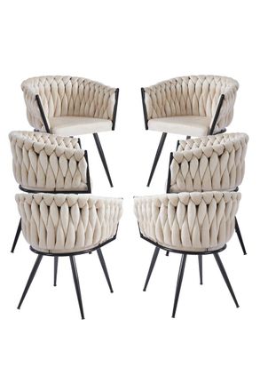 Regalos Miguel Packs Sillas Comedor - Pack 6 Sillas Widny Black Terciopelo - Beige