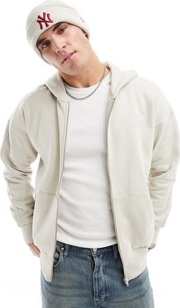 Only & Sons Only & Sons - Felpa color pietra pesante con cappuccio e chiusura con zip-Neutro