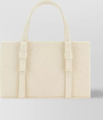 Kara canvas tote with double handles and metal chain detail