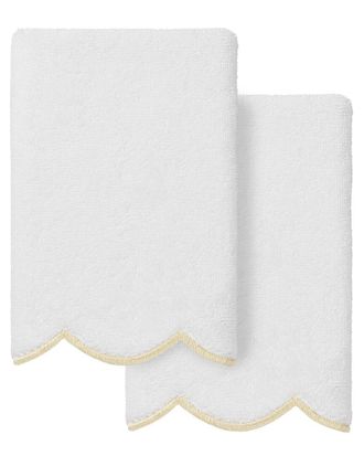 Linum Home Textiles 100% Turkish Cotton Adornia Scallop 2Pc Fingertip Towel Set