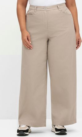 Sheego Stretch-Hose SHEEGO, Damen, Gr. 40, Normalgr&ouml;ssen, grau (helltaupe), 98% Baumwolle, 2% Elasthan, unifarben, Hosen Stretch-Hose