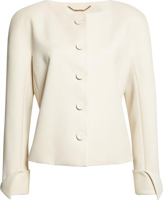 Chlo&eacute; Wool Grain de Poudre Jacket in Desertic Brown at Nordstrom, Size 10 Us