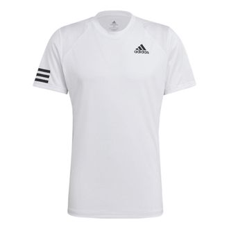 adidas Stripe Round Neck Pullover Logo Printing Solid Color Short Sleeve White GL5401