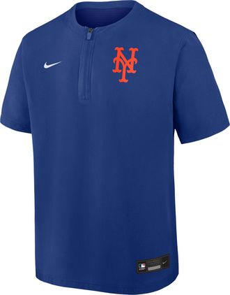 Nike New York Mets Authentic Collection Nike Mens Dri-FIT MLB 1/4-Zip Short-Sleeve Windshirt in Blue | 04HF11TGNME-Q9T