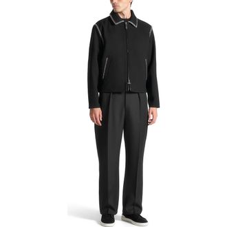 Mani&egrave;re De Voir Alex Whipstitch Twill Boxy Jacket in Black at Nordstrom, Size X-Large