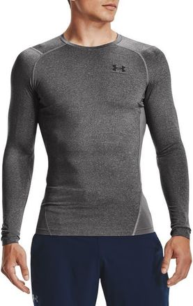 Under Armour HeatGear Compression Long Sleeve Top in Carbon Heather at Nordstrom, Size Xx-Large
