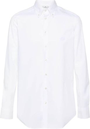 Etro Pegaso-embroidered poplin shirt - men - Cotton/Spandex/Elastane - 45 - White