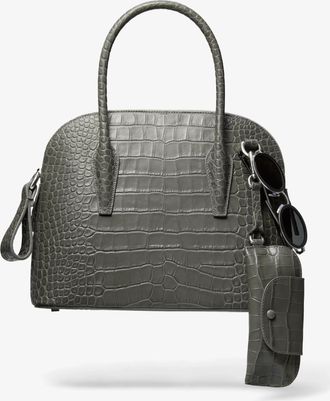 Michael Kors Kaitlin Medium Crocodile Embossed Leather Dome Satchel