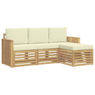 vidaXL Conjunto De Sof&aacute;s De Exterior 4 Pcs Blanco Y Crema Vidaxl