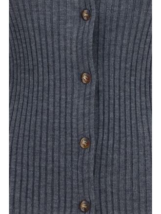 Burberry Womens Cashmere Cardigan Grey Melange (capra Hircus) Sweater
