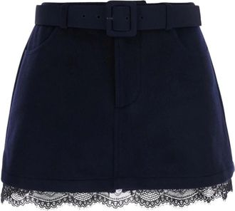 Self Portrait Wool Lace Skort - Dames - Bermuda - Blauw - XS - Wol - Korte Broeken