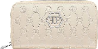 Philipp Plein Zip Around Portemonnee - Dames - Portefeuilles - Beige - ONE Size - Leer - Accessoires