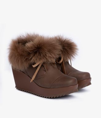 Pedro Garcia wedge bootie with shearling long hair| fidela | Fall winter 26 |