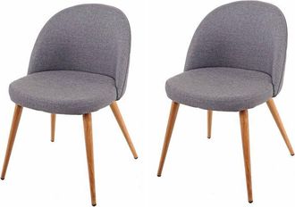 Hhg Hhg - Juego De 2 Sillas De Comedor 094, Silla De Cocina, Dise&ntilde;o Retro A&ntilde;os 50, Tela/textil, Gris Oscuro